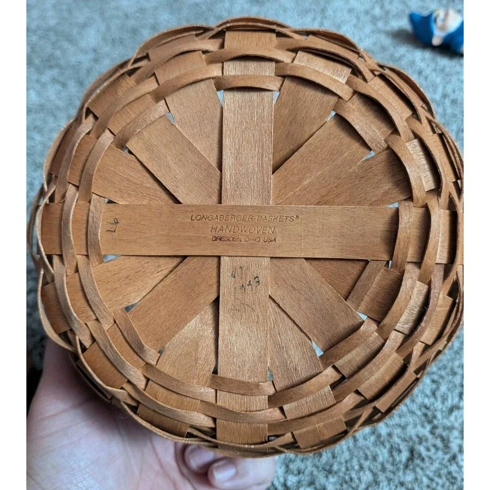 Vintage Longaberger Basket Lot of 3 1990s Signed Leather Handles & Liner USA